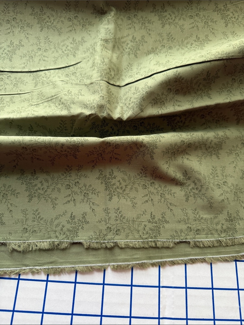3 Yds Sage Green Tonal Floral Cotton Fabric 18” Wide Botanical Quilting - Picture 5 of 12